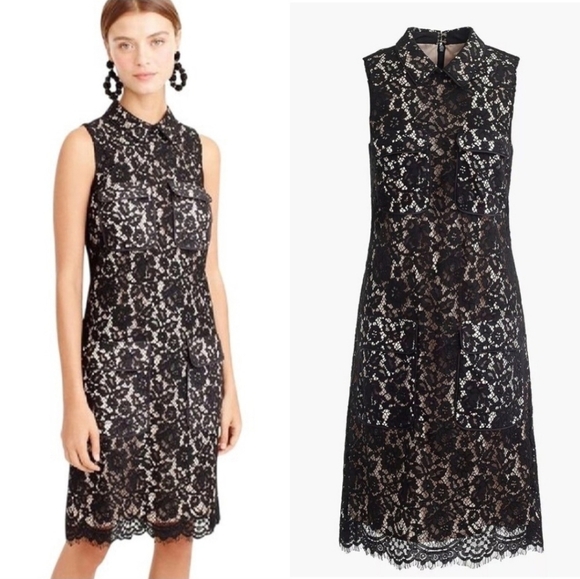 J. Crew Dresses & Skirts - J.CREW Black Lace Dress W/ Pockets